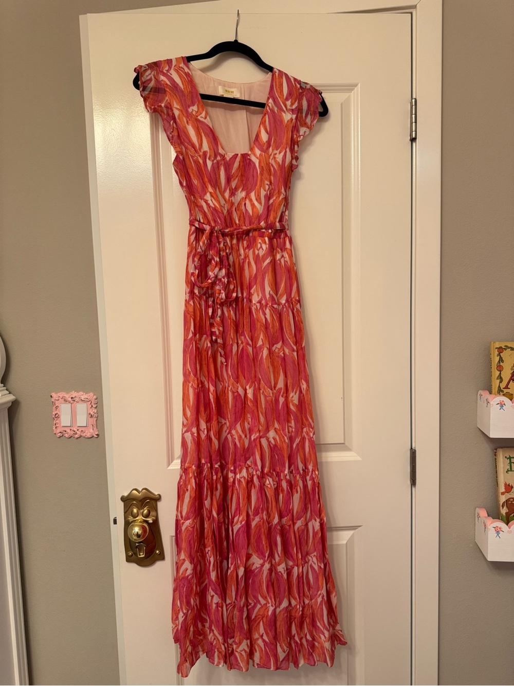 Maeve by Anthropologie Pink & Orange Printed Maxi Dress